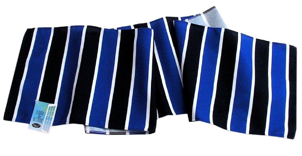 Nautical Stripe Table Runner Indoor Outdoor Decor Blue White Made in USA 72" NWT